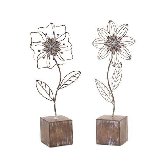 14.5" Metal Floral Décor Set